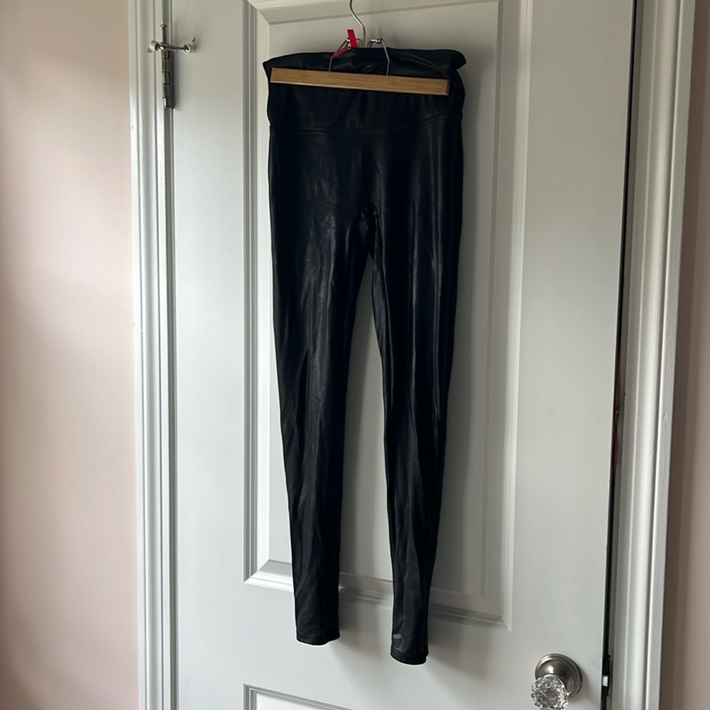 Spanx faux leather leggings PETITE medium